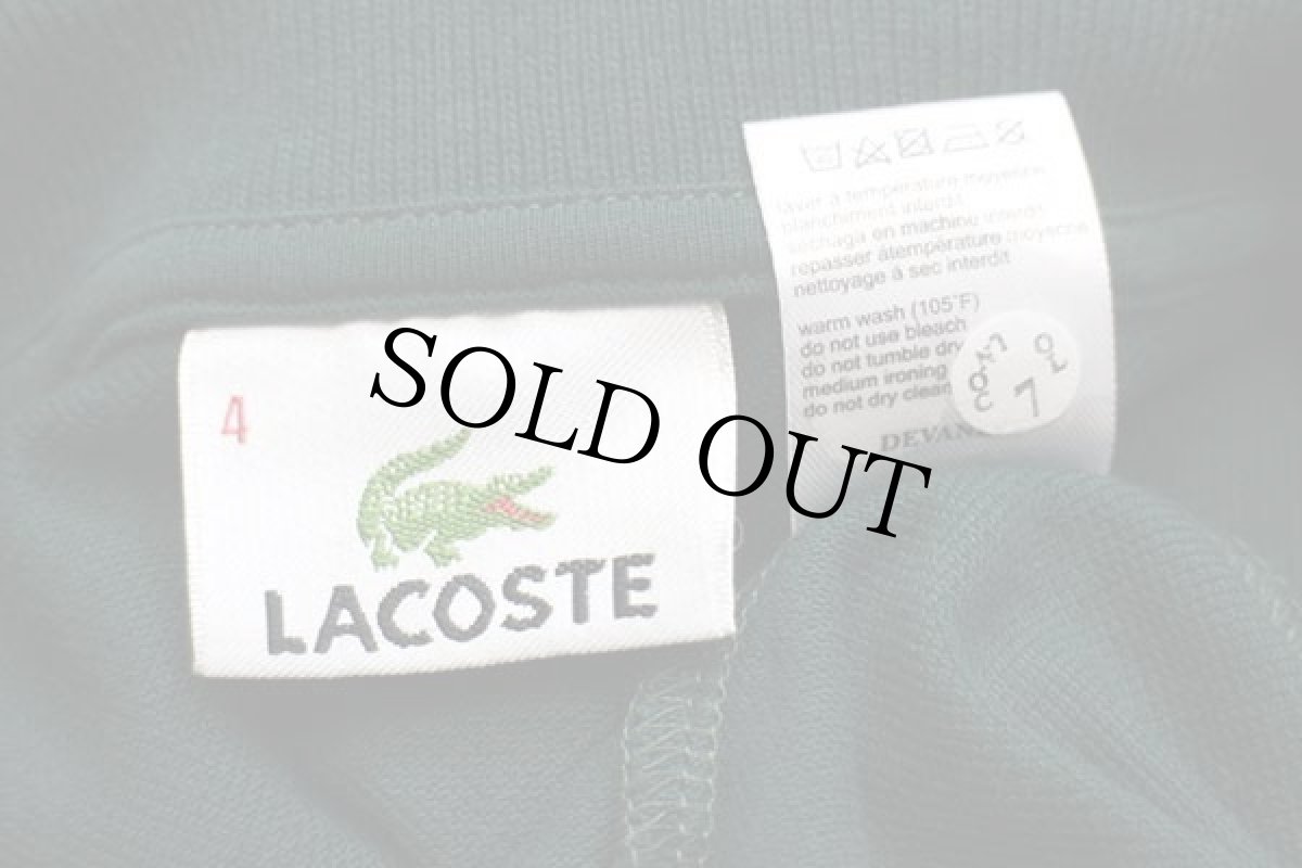 画像4: 00s LACOSTEラコステ ワンポイント コットン 鹿の子 長袖ポロシャツ カスタム 深緑 4★72 (4)