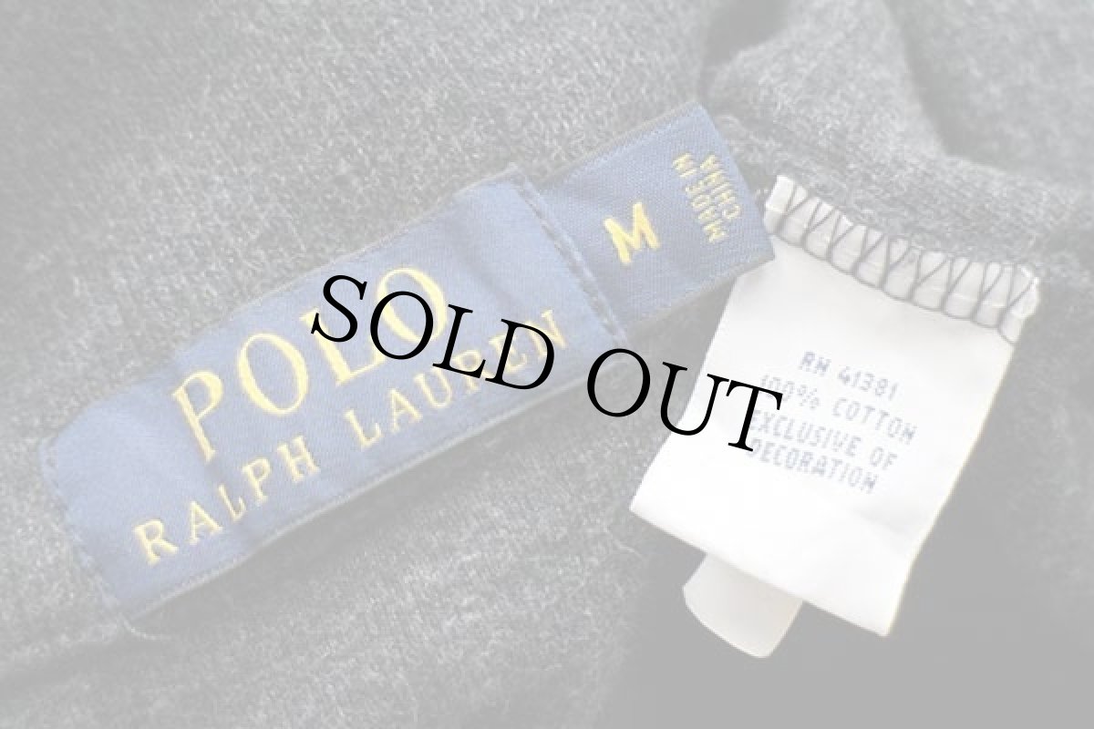 画像4: ポロ ラルフローレン ワンポイント ハイネック ハーフジップ コットン ニット スウェット 杢チャコールグレー M (4)