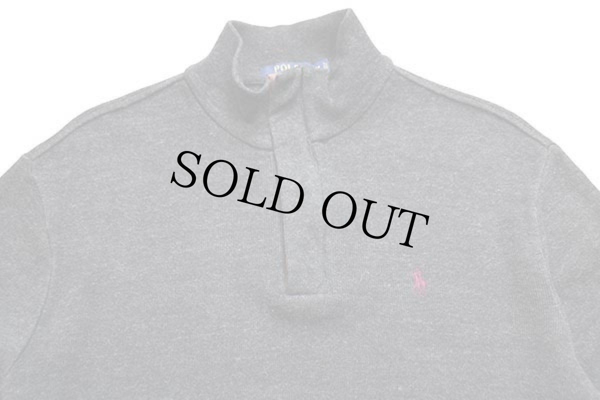 画像3: ポロ ラルフローレン ワンポイント ハイネック ハーフジップ コットン ニット スウェット 杢チャコールグレー M (3)