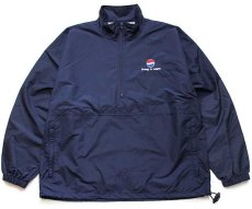 画像1: 90s LANDS'ENDランズエンド PEPSI ペプシ コーラ ロゴ刺繍 ハーフジップ プルオーバー ナイロンジャケット 紺 M (1)