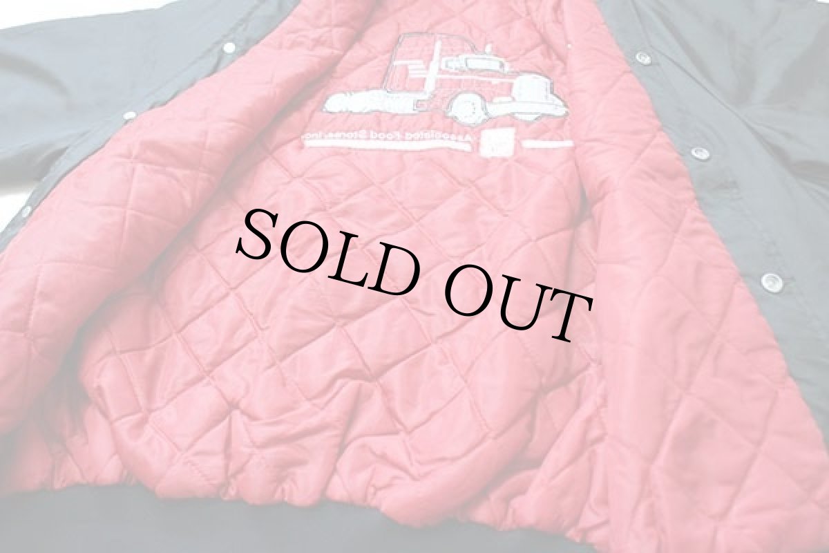 画像6: 90s USA製 BUTWINバトウィン コンボイ トラック刺繍 キルティングライナー ナイロンスタジャン 黒 XL (6)