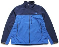 画像1: THE NORTH FACEノースフェイス WINDWALL ツートン 切り替え ストレッチ ソフトシェルジャケット 青×紺 XL (1)