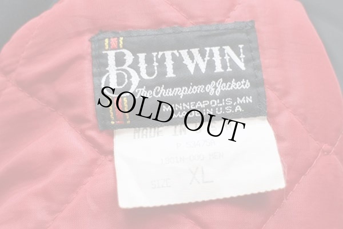 画像5: 90s USA製 BUTWINバトウィン コンボイ トラック刺繍 キルティングライナー ナイロンスタジャン 黒 XL (5)