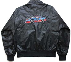 画像1: 90s NASCAR Richard Petty 43 刺繍 ナイロン レーシングジャケット 黒 L (1)