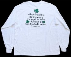 画像2: IRISH クローバー 両面プリント コットン 長袖Tシャツ 白 XL (2)