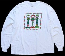 画像1: IRISH クローバー 両面プリント コットン 長袖Tシャツ 白 XL (1)