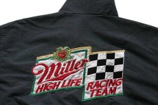 画像3: 90s USA製 Miller HIGH LIFE RACING TEAM チェッカーフラッグ 刺繍 ナイロンジャケット 黒 M (3)