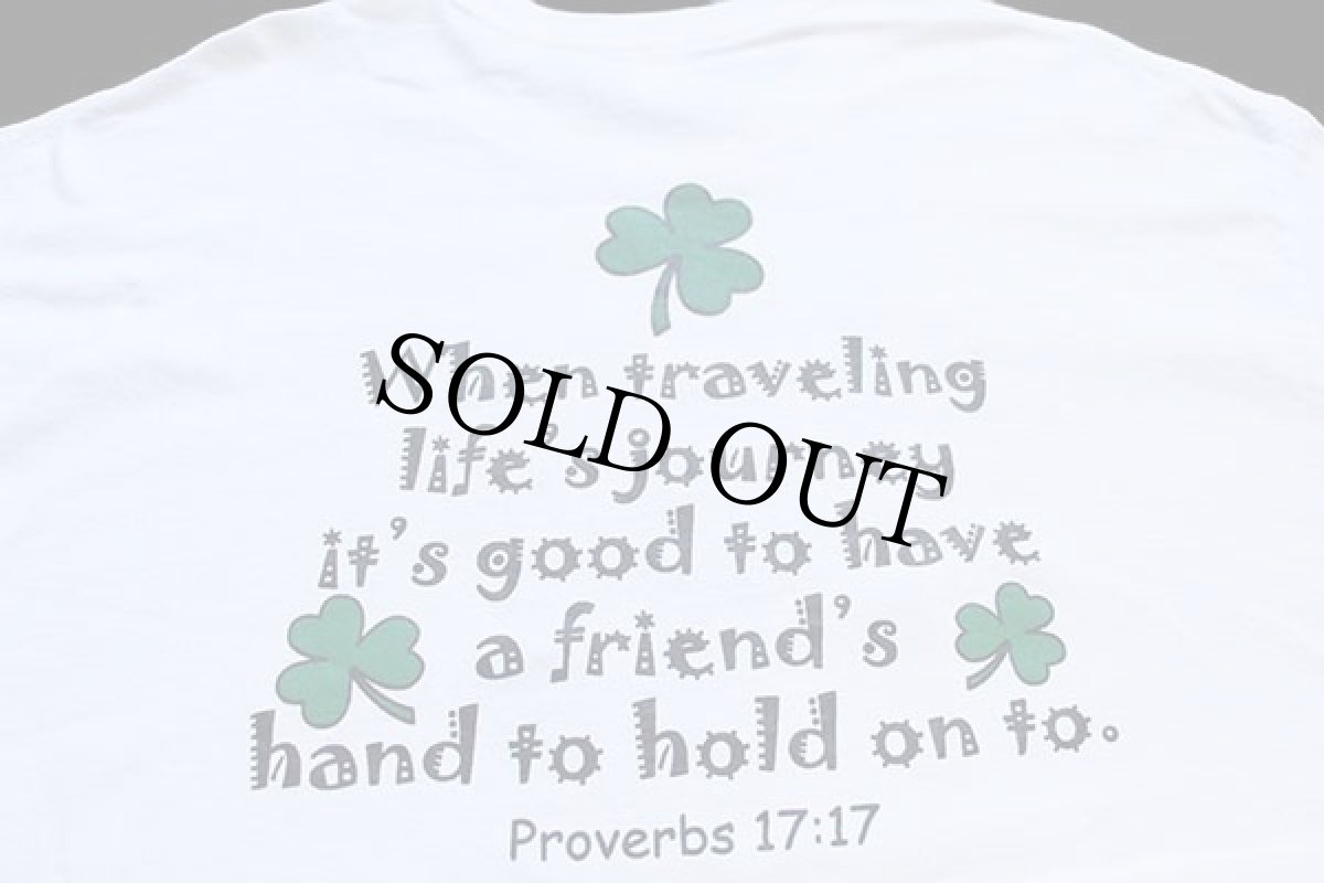 画像4: IRISH クローバー 両面プリント コットン 長袖Tシャツ 白 XL (4)