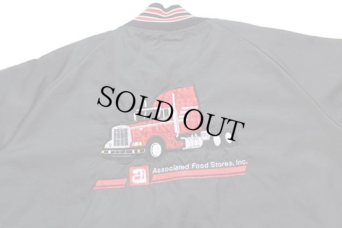 画像4: 90s USA製 BUTWINバトウィン コンボイ トラック刺繍 キルティングライナー ナイロンスタジャン 黒 XL (4)