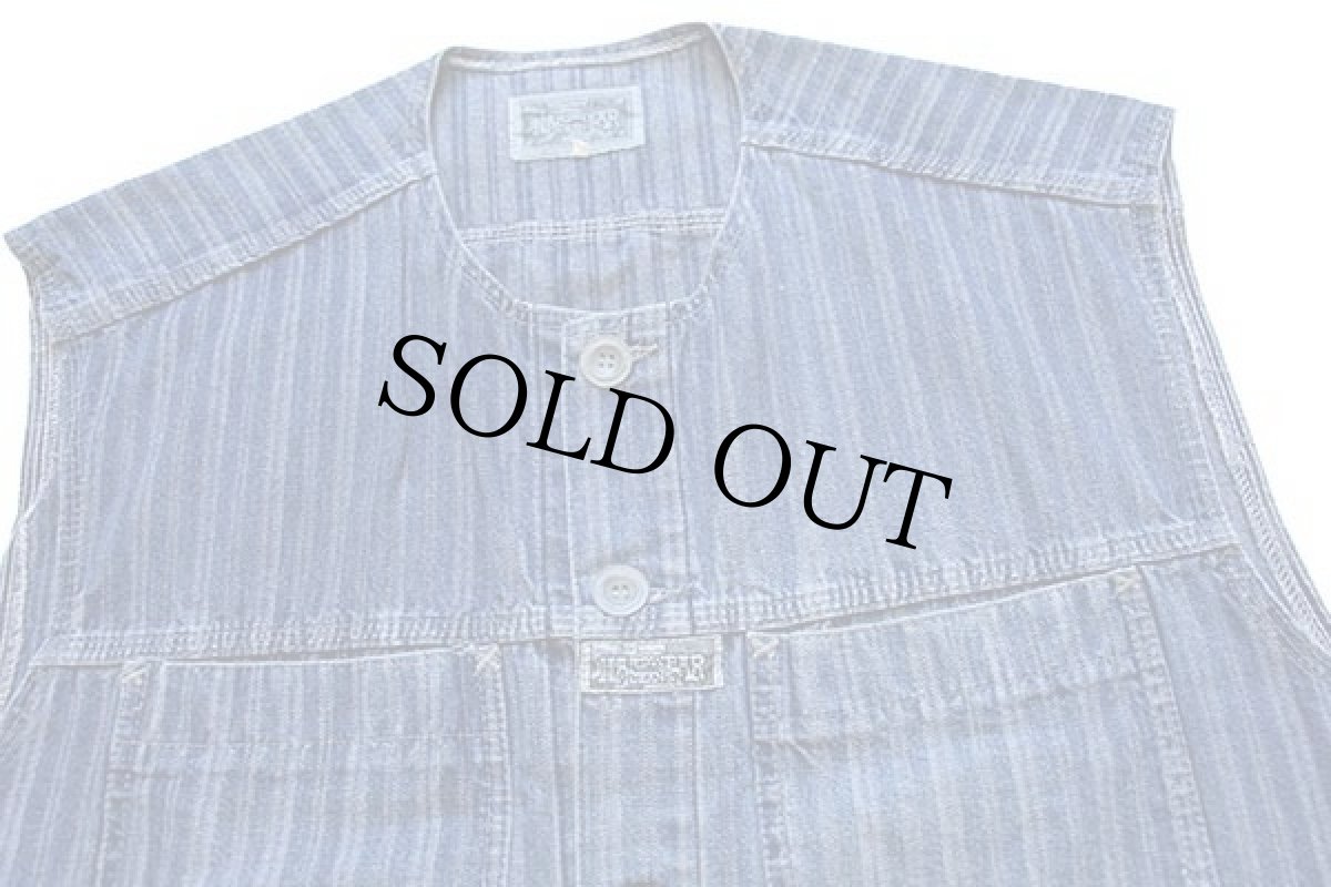 画像3: 80s Levi'sリーバイス HARDWEAR JEANS ノーカラー ランダムストライプ ショート丈 デニムベスト M★ユーロ (3)