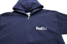 画像3: 00s DISCUS FedExフェデックス ロゴ 両面プリント スウェット ジップパーカー 紺 L (3)