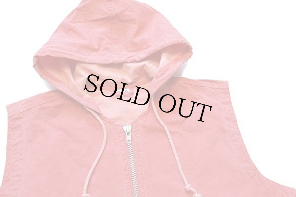 画像4: 80s UNKNOWN ワニ バックプリント パチポケ コットンポプリン ベスト パーカー 薄赤 44 (4)