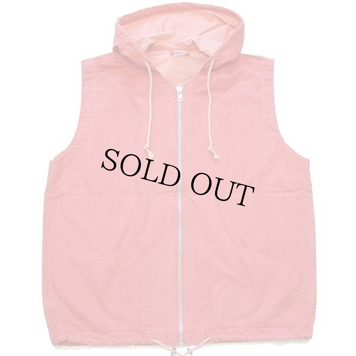 画像2: 80s UNKNOWN ワニ バックプリント パチポケ コットンポプリン ベスト パーカー 薄赤 44 (2)