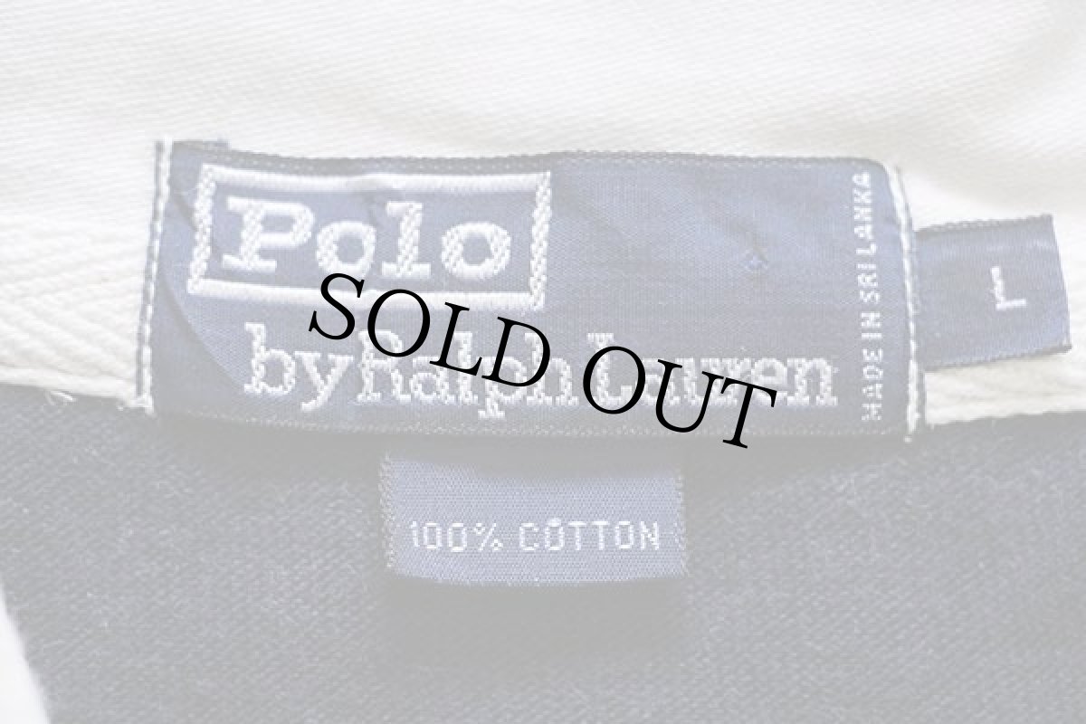 画像4: 00s ポロ ラルフローレン レースアップ コットン ラガーシャツ カスタム 紺×白 L (4)