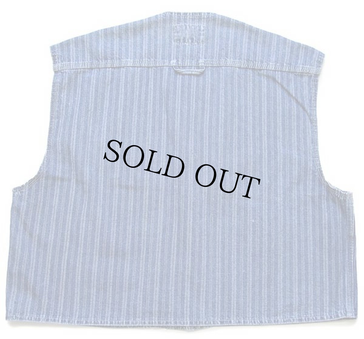 画像2: 80s Levi'sリーバイス HARDWEAR JEANS ノーカラー ランダムストライプ ショート丈 デニムベスト M★ユーロ (2)