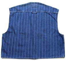 画像2: 80s Levi'sリーバイス HARDWEAR JEANS ノーカラー ランダムストライプ ショート丈 デニムベスト M★ユーロ (2)