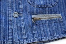 画像5: 80s Levi'sリーバイス HARDWEAR JEANS ノーカラー ランダムストライプ ショート丈 デニムベスト M★ユーロ (5)