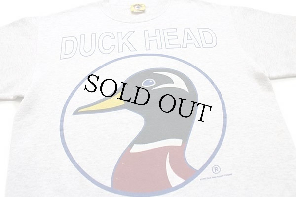 画像3: 90s USA製 DUCK HEAD カモ ビッグロゴ スウェット 杢ライトグレー L (3)