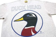 画像3: 90s USA製 DUCK HEAD カモ ビッグロゴ スウェット 杢ライトグレー L (3)