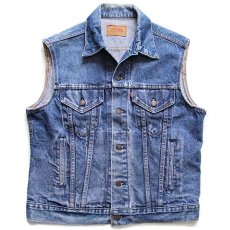 画像1: 80s USA製 Levi'sリーバイス 70506 カットオフ デニムベスト 4ポケット 42 (1)