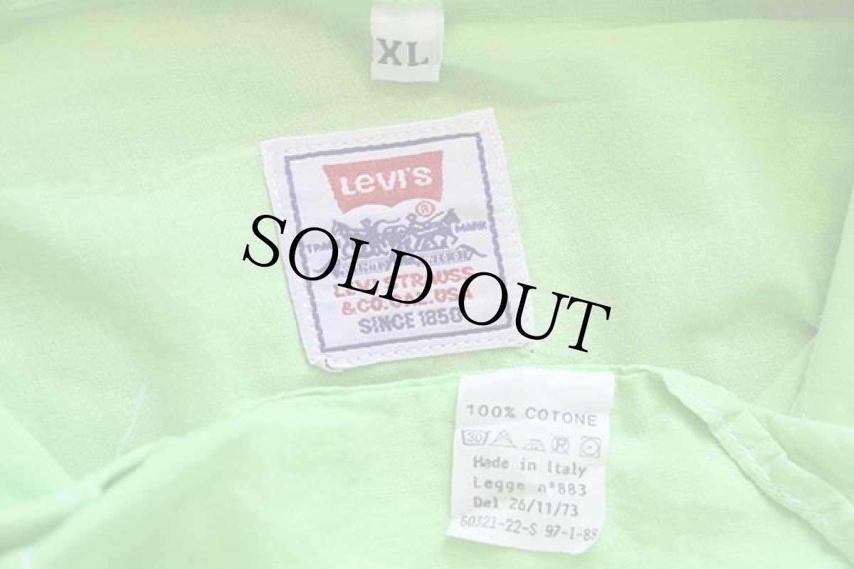 画像4: 90s イタリア製 Levi'sリーバイス コットンシャツ 蛍光グリーン XL★ユーロ (4)