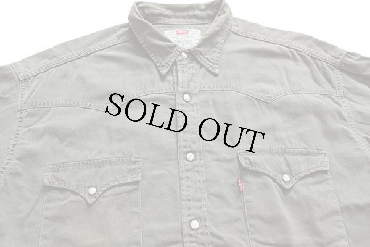 画像3: 90s Levi'sリーバイス カラーデニム ウエスタンシャツ グリーングレー XL★ユーロ (3)