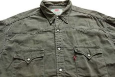 画像3: 90s Levi'sリーバイス カラーデニム ウエスタンシャツ グリーングレー XL★ユーロ (3)