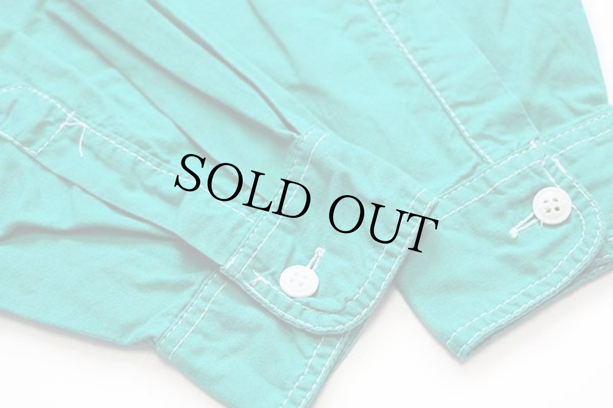 画像6: 80s イタリア製 benettonベネトン 無地 コットンシャツ ライトグリーン M (6)