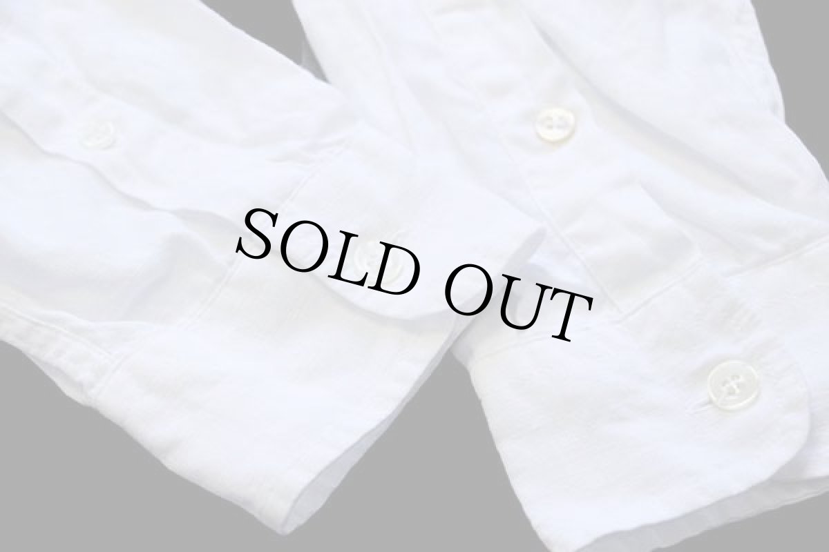 画像6: イタリア製 ARMANI JEANS 無地 ボタンダウン リネンシャツ 白 XL (6)