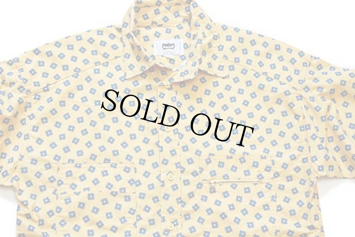 画像3: 90s イタリア製 AMERICANINO 総柄 コットンシャツ 黄×青 M (3)