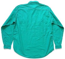 画像2: 80s イタリア製 benettonベネトン 無地 コットンシャツ ライトグリーン M (2)