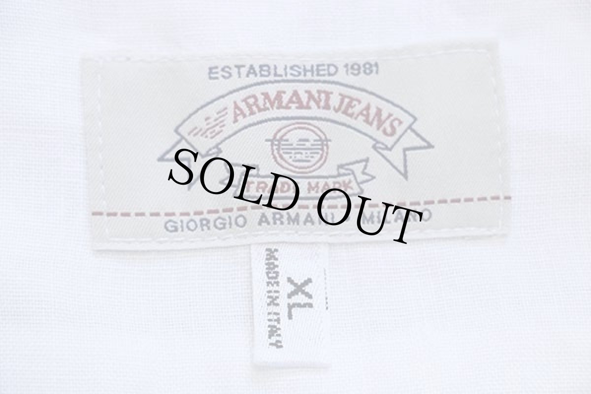 画像4: イタリア製 ARMANI JEANS 無地 ボタンダウン リネンシャツ 白 XL (4)