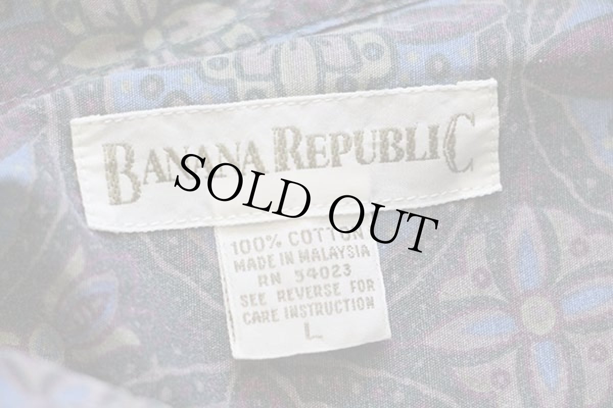 画像4: 90s BANANA REPUBLICバナナリパブリック 総柄 ボタンダウン コットンシャツ★特大 (4)