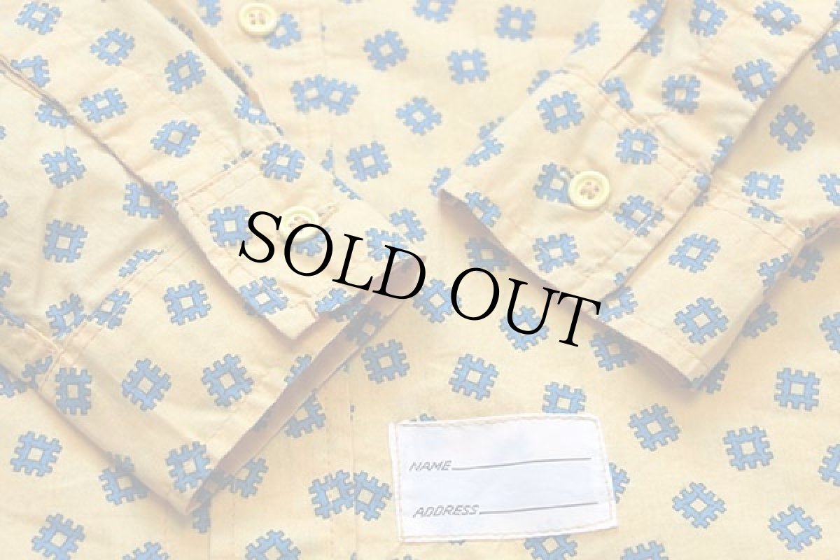 画像5: 90s イタリア製 AMERICANINO 総柄 コットンシャツ 黄×青 M (5)