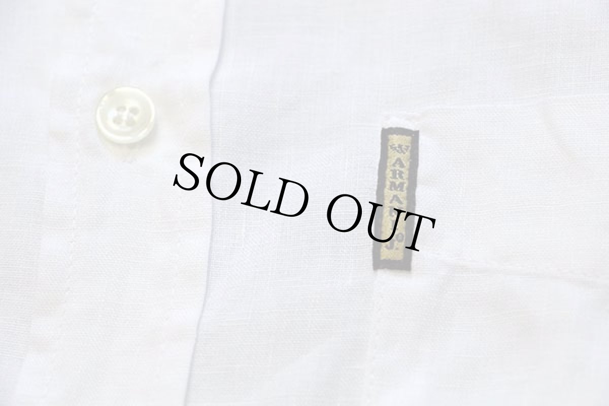 画像5: イタリア製 ARMANI JEANS 無地 ボタンダウン リネンシャツ 白 XL (5)