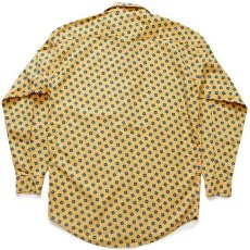 画像2: 90s イタリア製 AMERICANINO 総柄 コットンシャツ 黄×青 M (2)