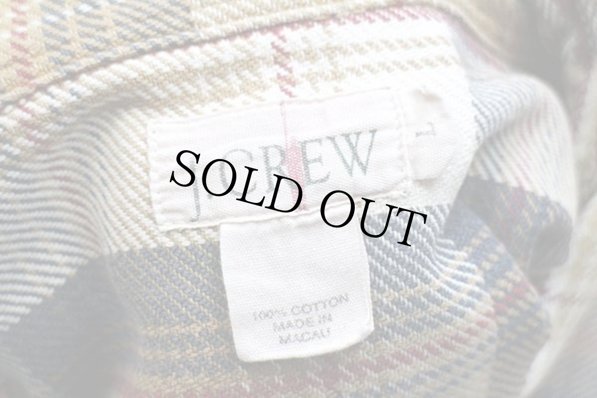 画像4: 90s J.CREW チェック ボタンダウン コットン フランネルシャツ L (4)