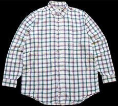 画像1: 80s USA製 L.L.Bean チェック ボタンダウン コットン ライトネルシャツ L-T (1)
