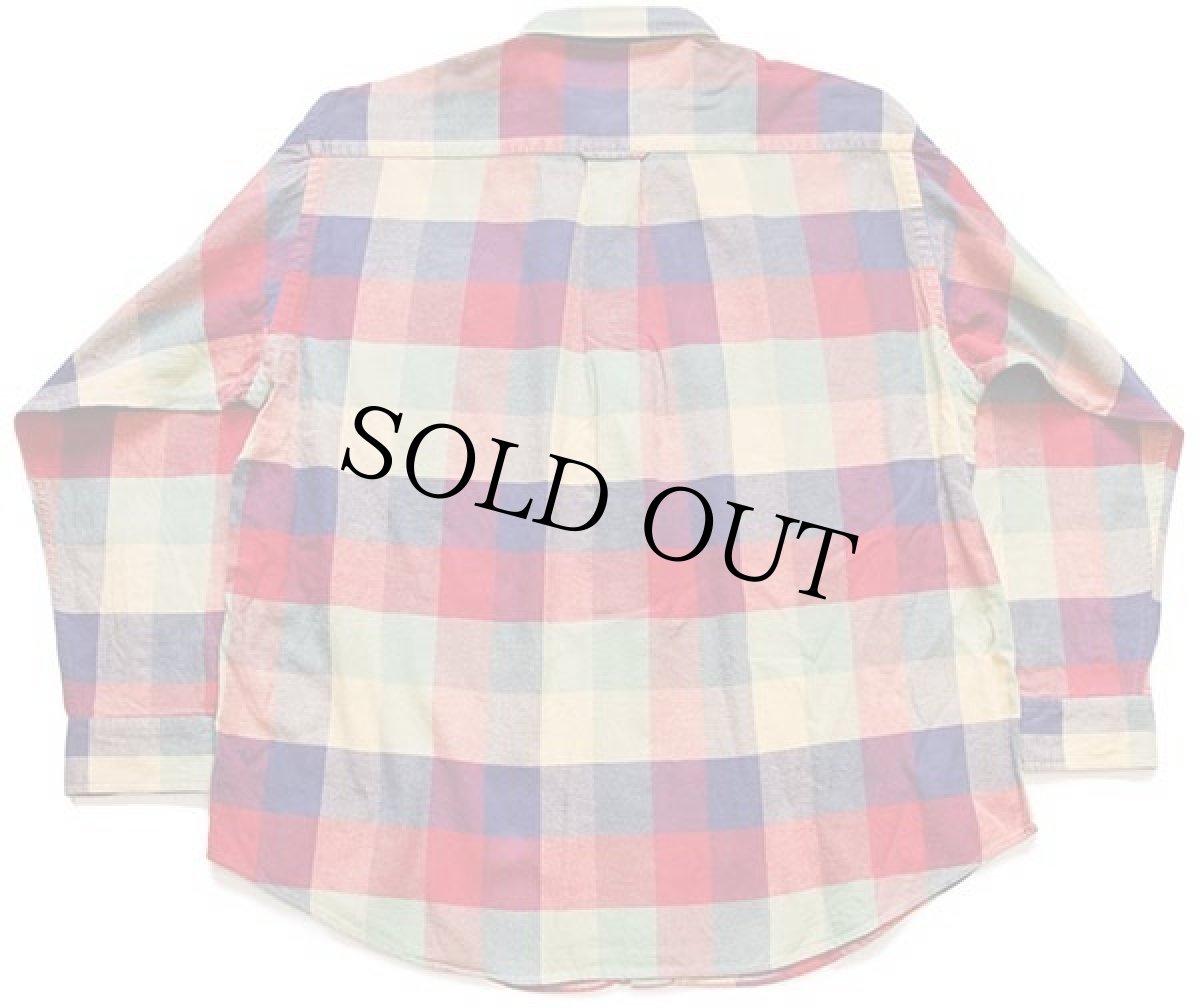 画像2: 00s ORVISオービス ブロックチェック ボタンダウン コットン ライトネルシャツ★特大 インド綿 (2)