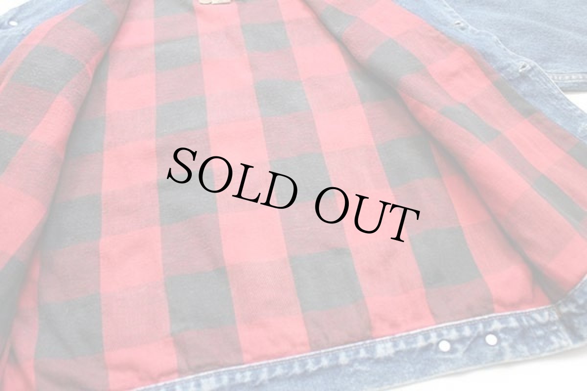 画像5: 90s GAPギャップ バッファローチェック ネルライナー デニムジャケット 4ポケット (5)