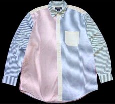 画像1: Brooks Brothersブルックスブラザーズ クレイジーパターン ストライプ ボタンダウン コットンシャツ L (1)