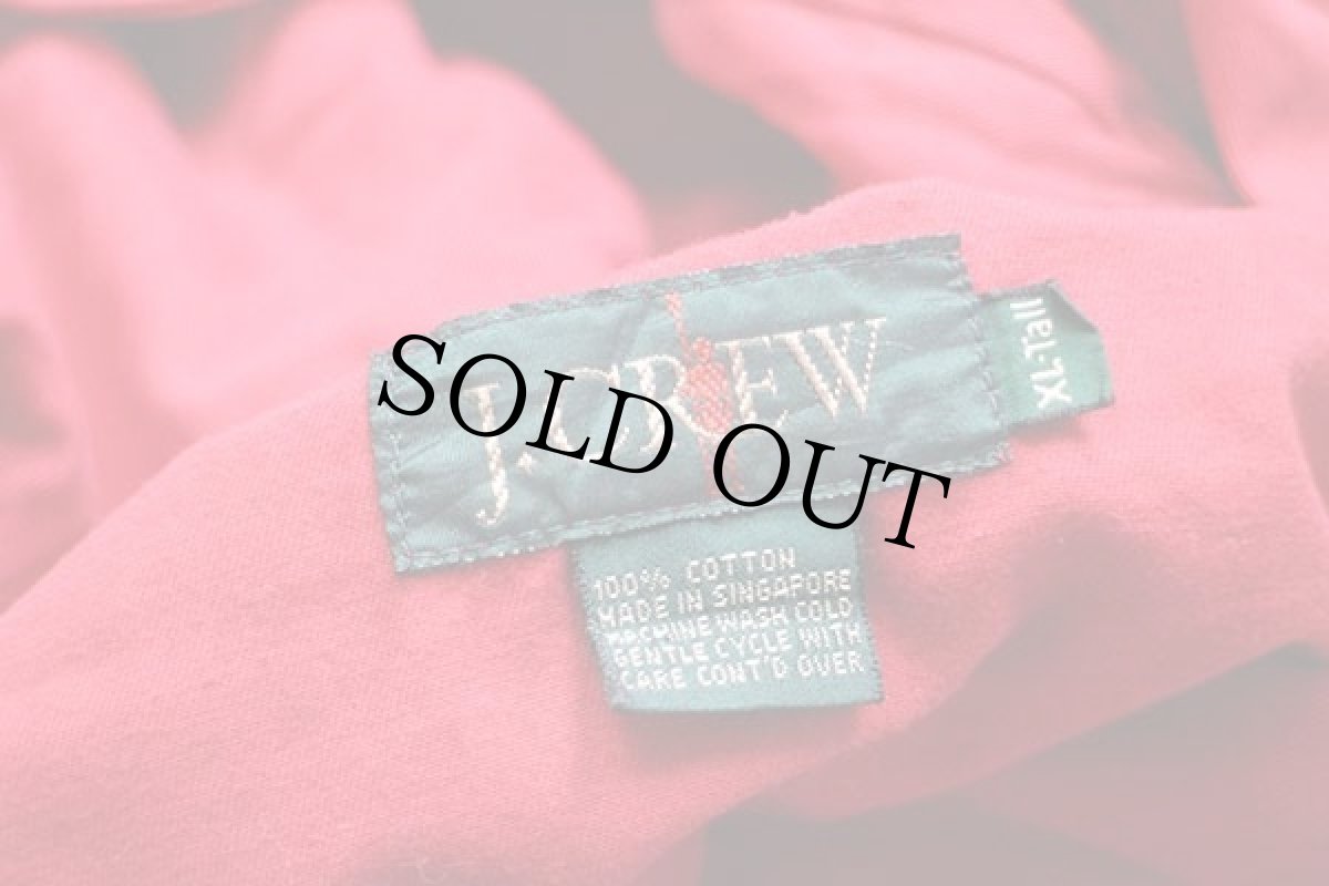 画像4: 90s J.CREW 無地 ハーフジップ プルオーバー コットンパーカー 赤 XL-Tall★特大 アノラック (4)