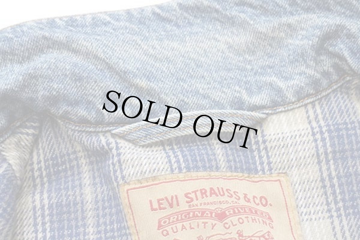 画像7: 90s USA製 Levi'sリーバイス 70699 チェック ネルライナー デニムジャケット 4ポケット M (7)