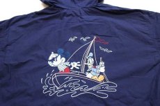 画像3: 90s Disneyディズニー ミッキー マウス ドナルドダック 刺繍 コットンパーカー 紺 XL (3)
