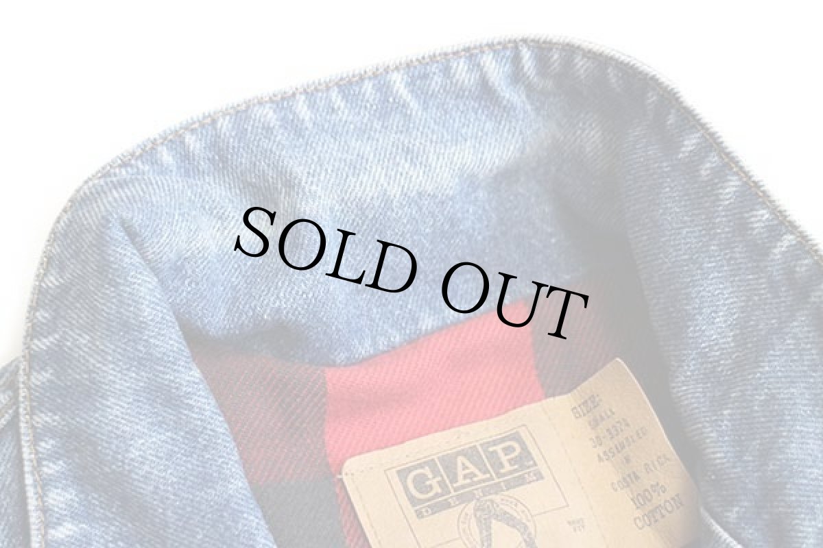 画像7: 90s GAPギャップ バッファローチェック ネルライナー デニムジャケット 4ポケット (7)