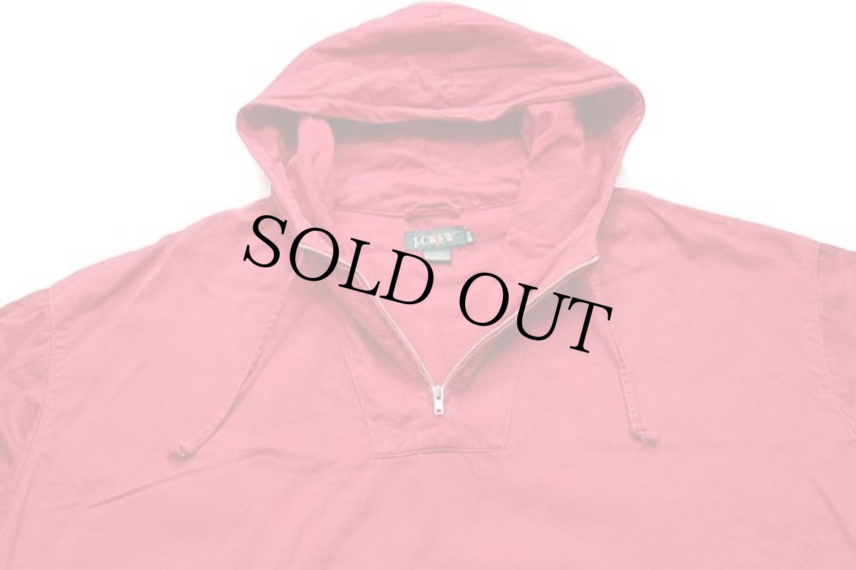 画像3: 90s J.CREW 無地 ハーフジップ プルオーバー コットンパーカー 赤 XL-Tall★特大 アノラック (3)