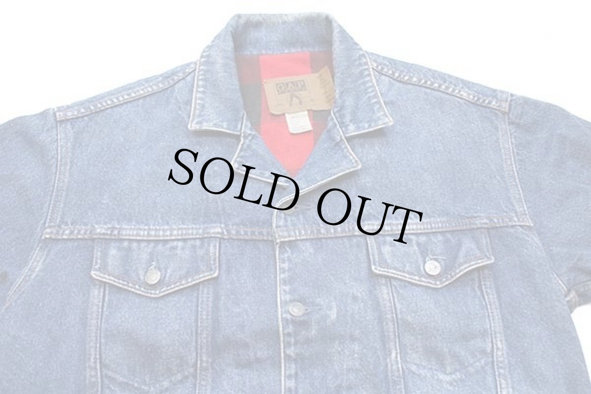 画像3: 90s GAPギャップ バッファローチェック ネルライナー デニムジャケット 4ポケット (3)