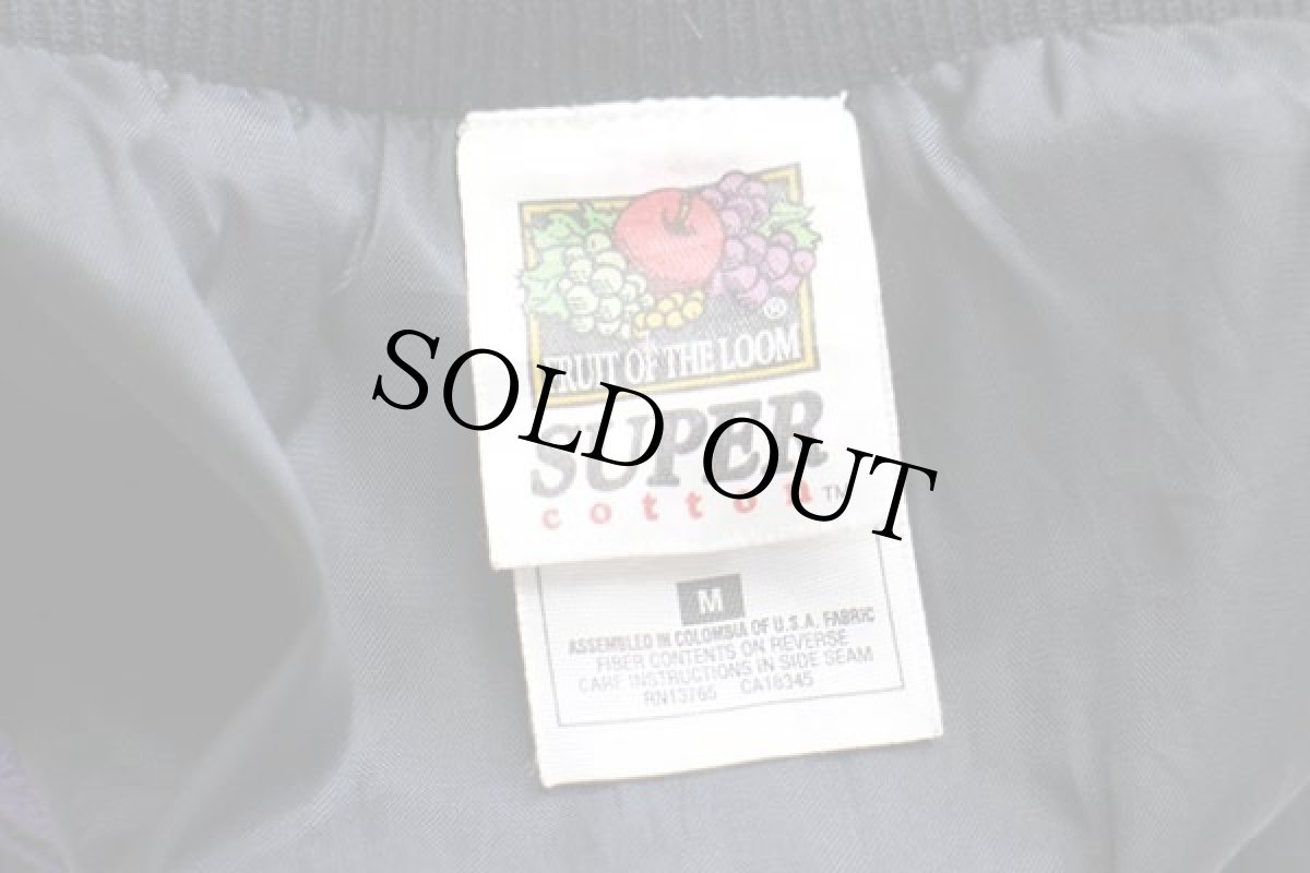 画像4: 00s FRUIT OF THE LOOM ツートン 切り替え スウェット スタジャン 黒×紫 M (4)