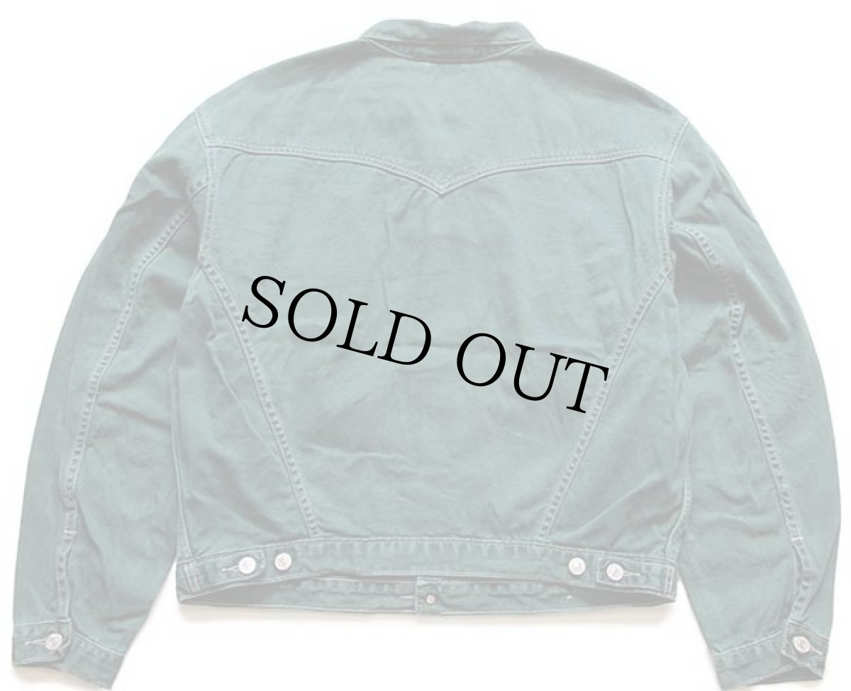 画像2: 90s Levi'sリーバイス 71165 カラーデニムジャケット 4ポケット グリーン XL★ユーロ (2)