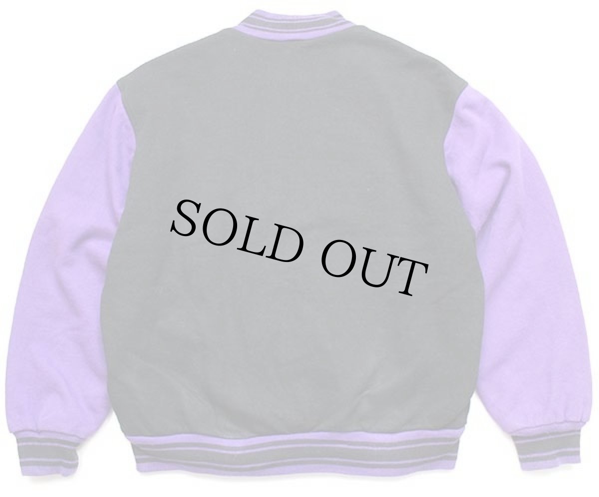 画像2: 00s FRUIT OF THE LOOM ツートン 切り替え スウェット スタジャン 黒×紫 M (2)